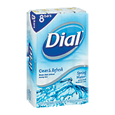 Dial  antibacterial deodorant soap, spring water, 4 oz bars Left Picture